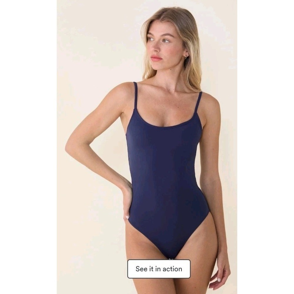 Andie‎ Swim The Amalfi One Piece Swimsuit Navy Blue Adjustable Strap Medium